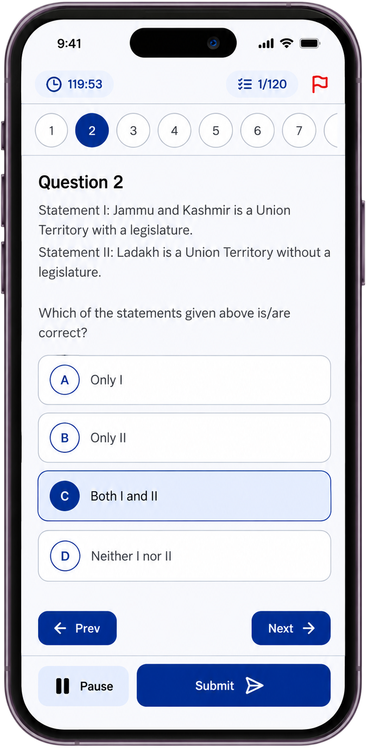 JK Exams App mock test app shown on an Android phone