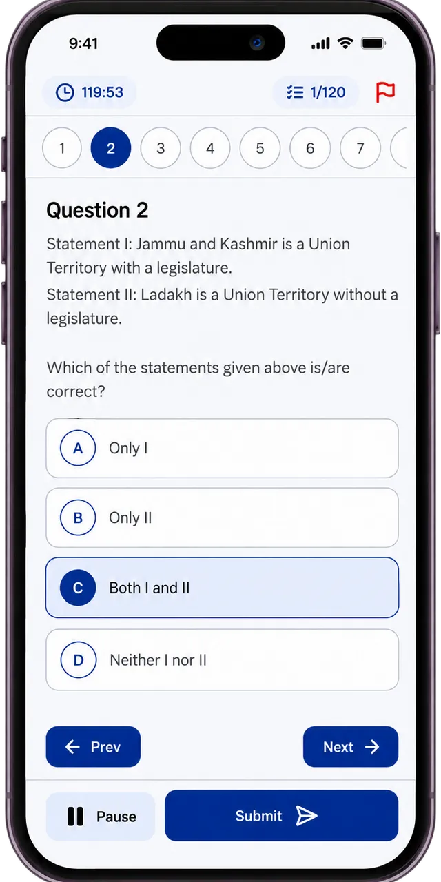 JK Exams App mock test app shown on an Android phone